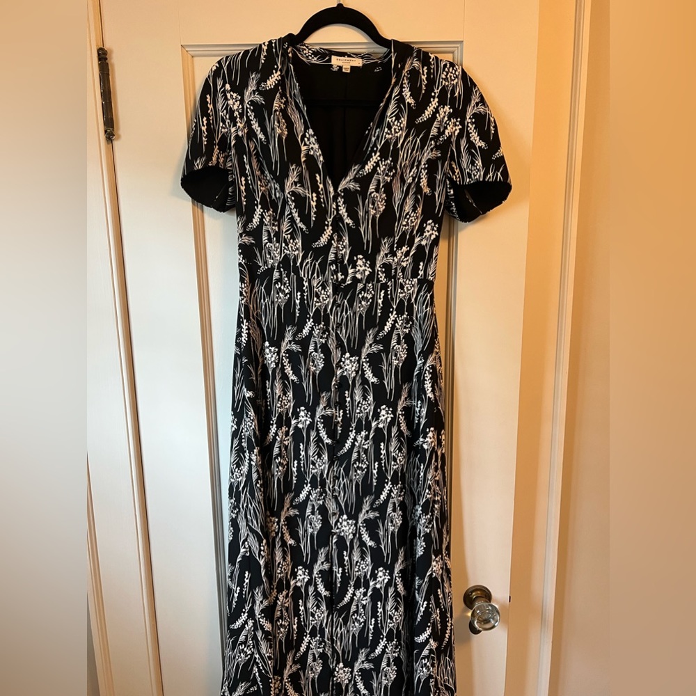 Equipment black floral button front dress